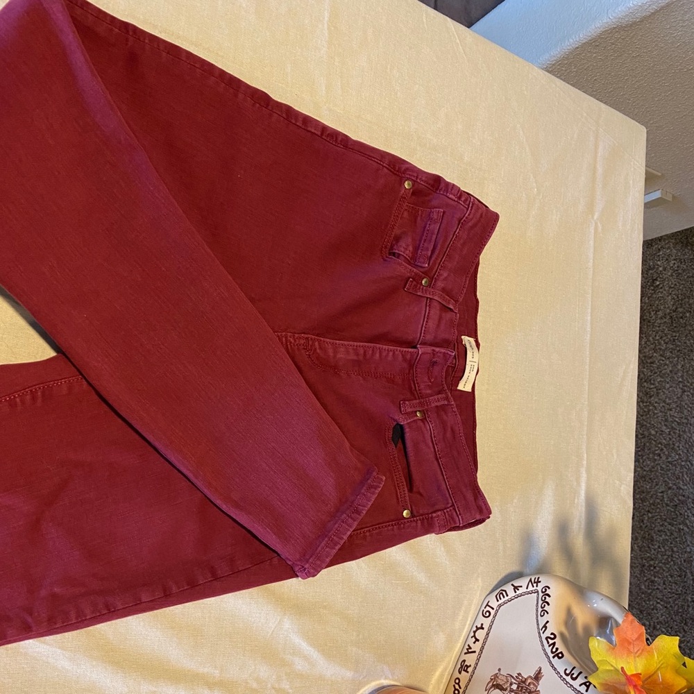 Burgundy jeans
